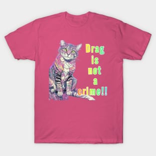 Gandalf says... Drag is Not A Crime Rainbow Text Pink T-Shirt